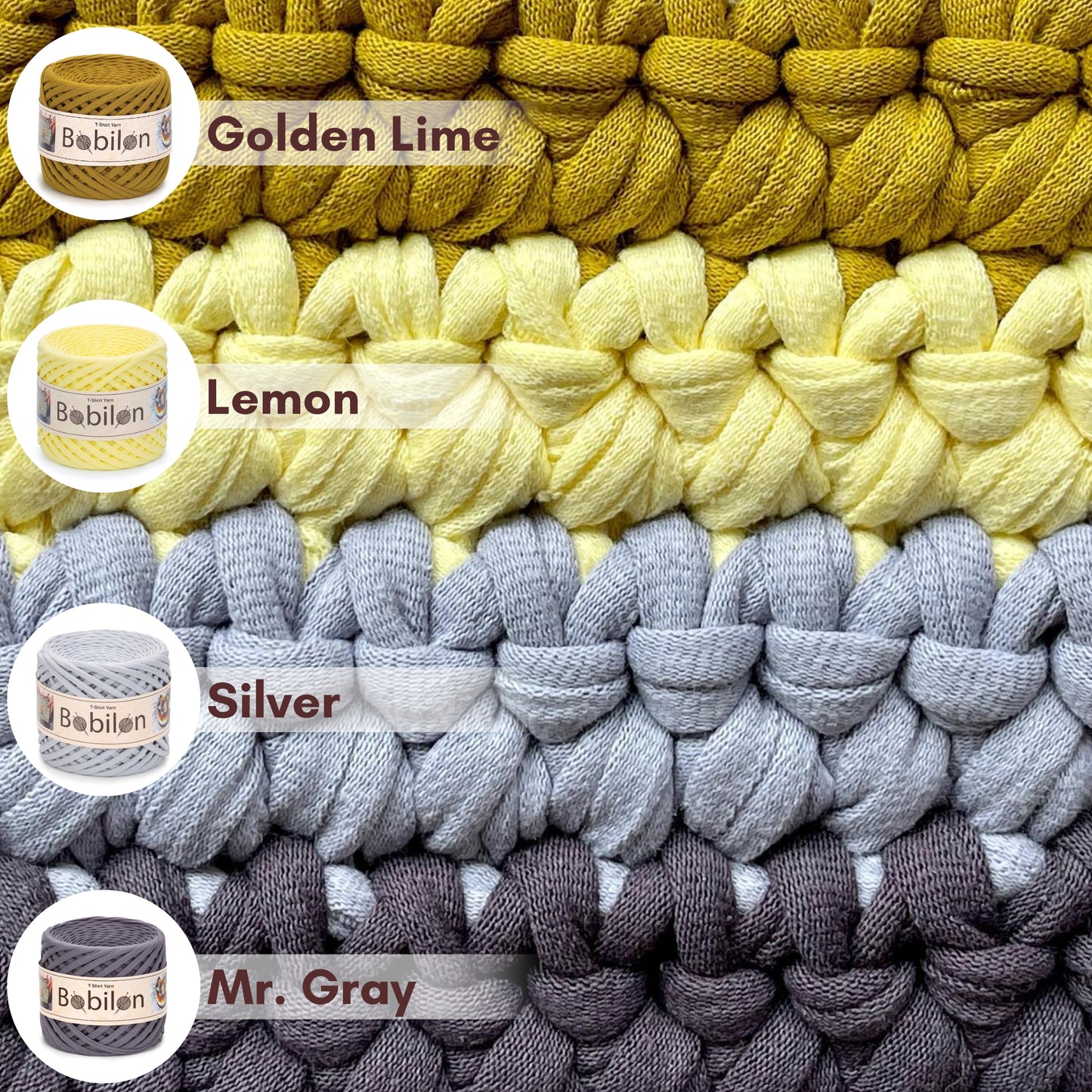 T-shirt yarn, Mini 5-7 mm, Golden Lime
