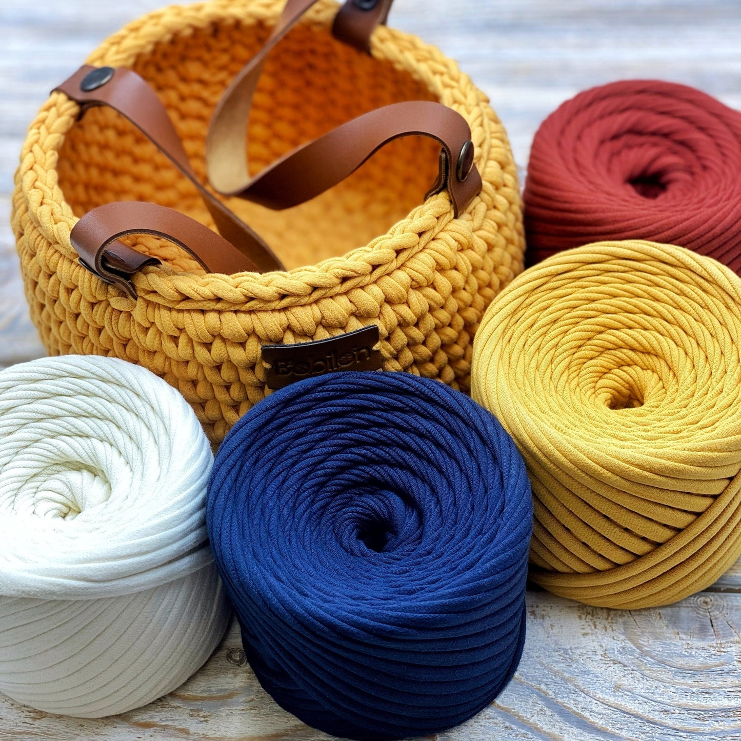 T-shirt yarn, Mini 5-7 mm, Blue Sapphire