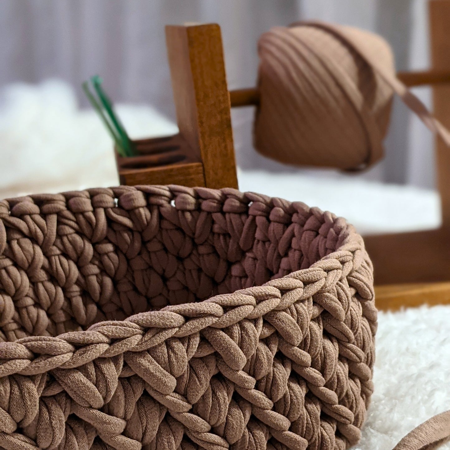 T-shirt yarn, Mini 5-7 mm, Cocoa