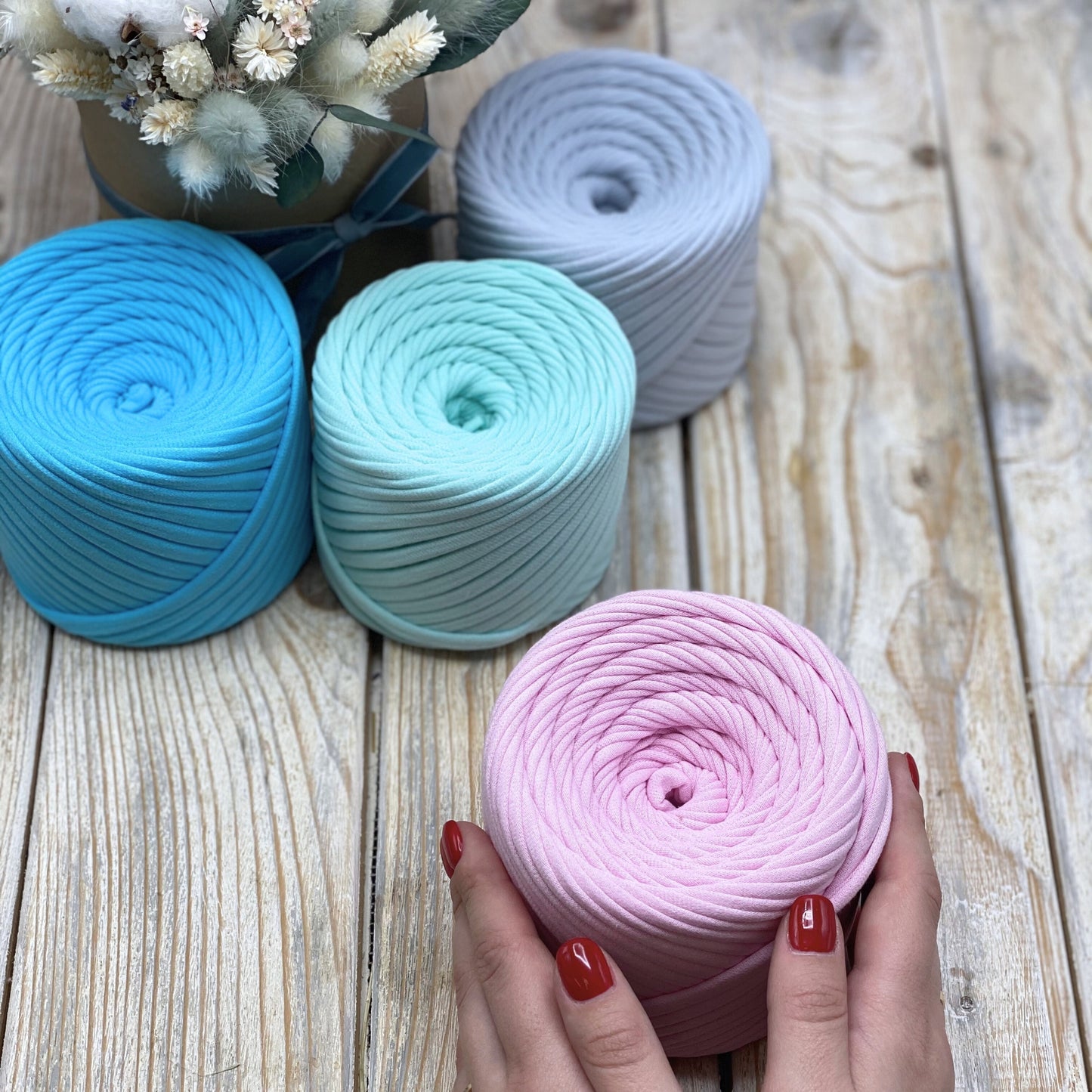 T-shirt yarn, Medium 7-9 mm, Blush Pink