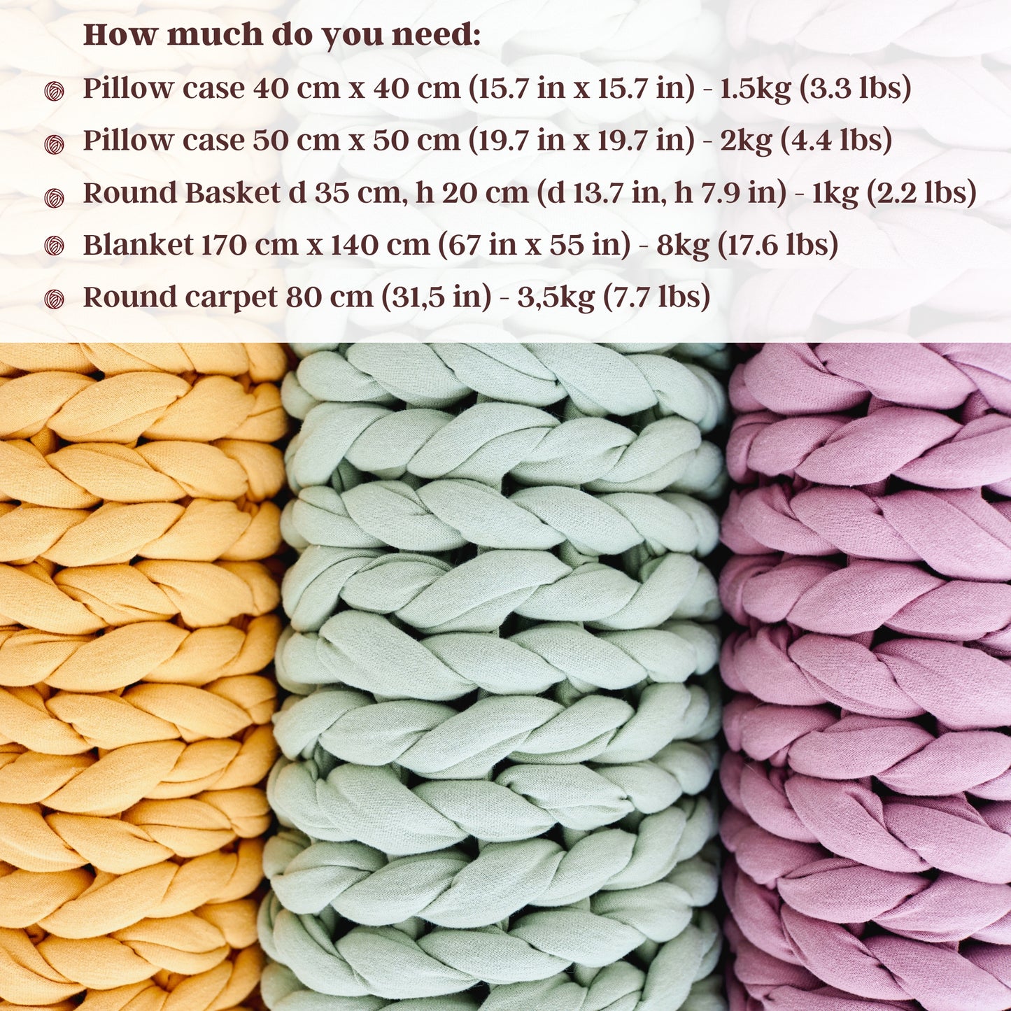 Super Thick T-Shirt Yarn 20–30 mm for Giant Crochet, Hand Knitting & Macrame – Chunky Cotton Tube Yarn – DIY Home Decor – Lilac