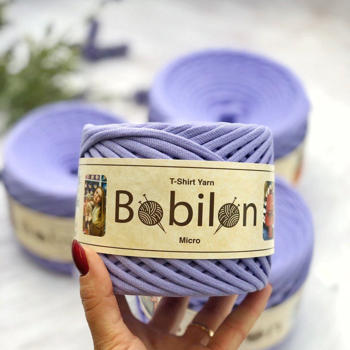 T-shirt yarn, Micro 3-5 mm, Lavender