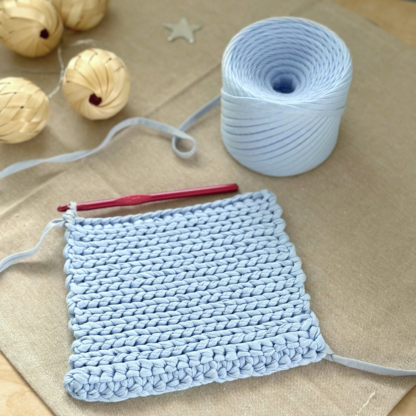 T-shirt yarn, Micro 3-5 mm, Sky Blue