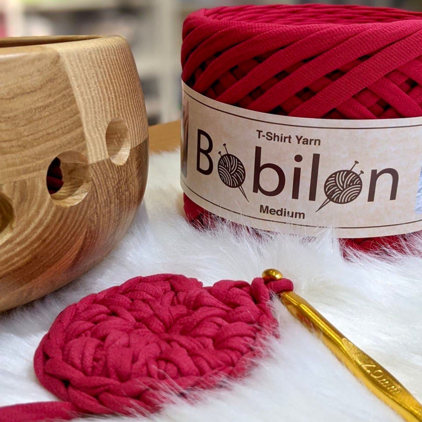 T-shirt yarn, Micro 3-5 mm, Ruby