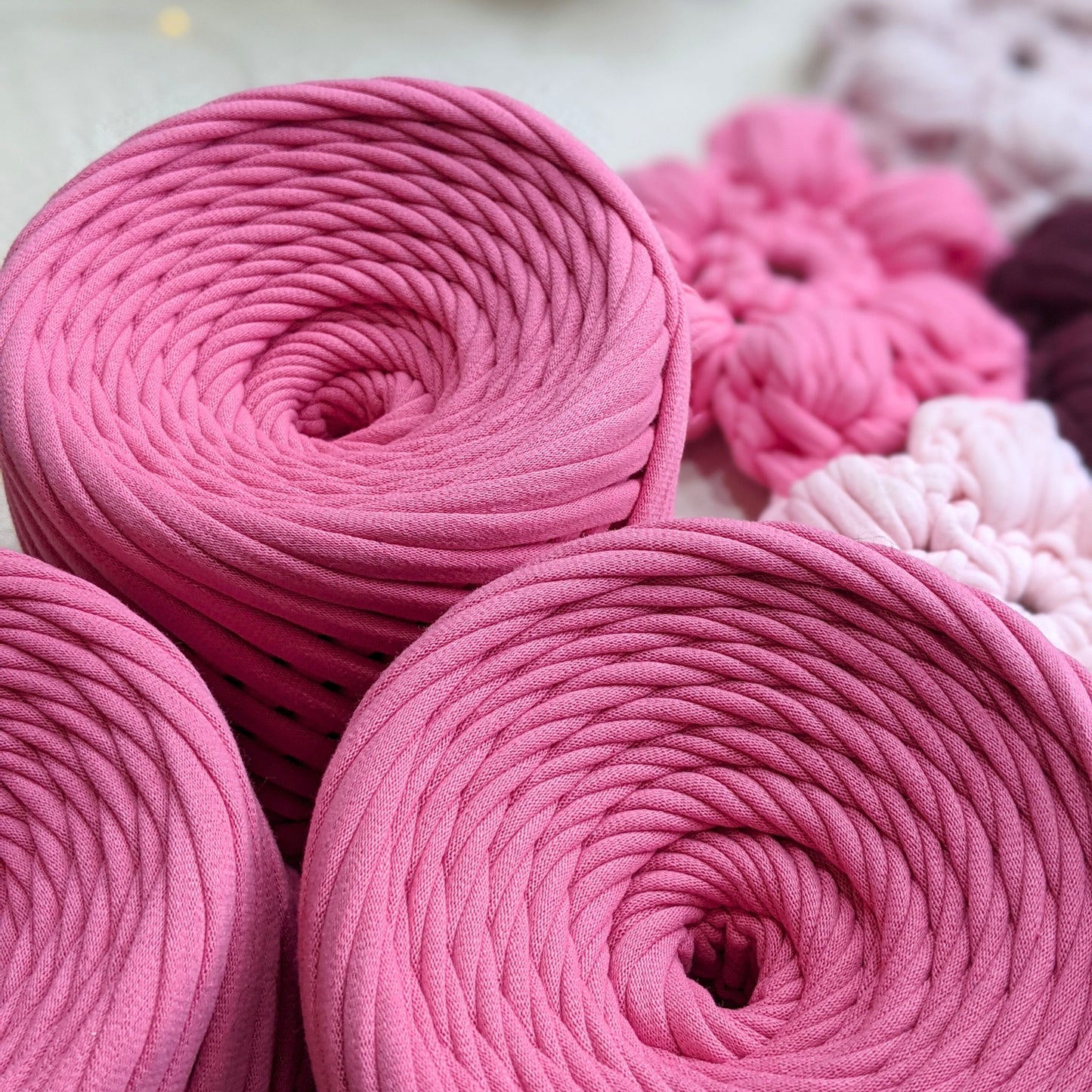 T-shirt yarn, Mini 5-7 mm, Flamingo