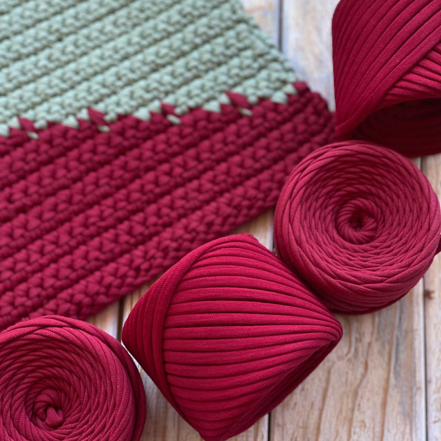 T-shirt yarn, Mini 5-7 mm, Burgundy