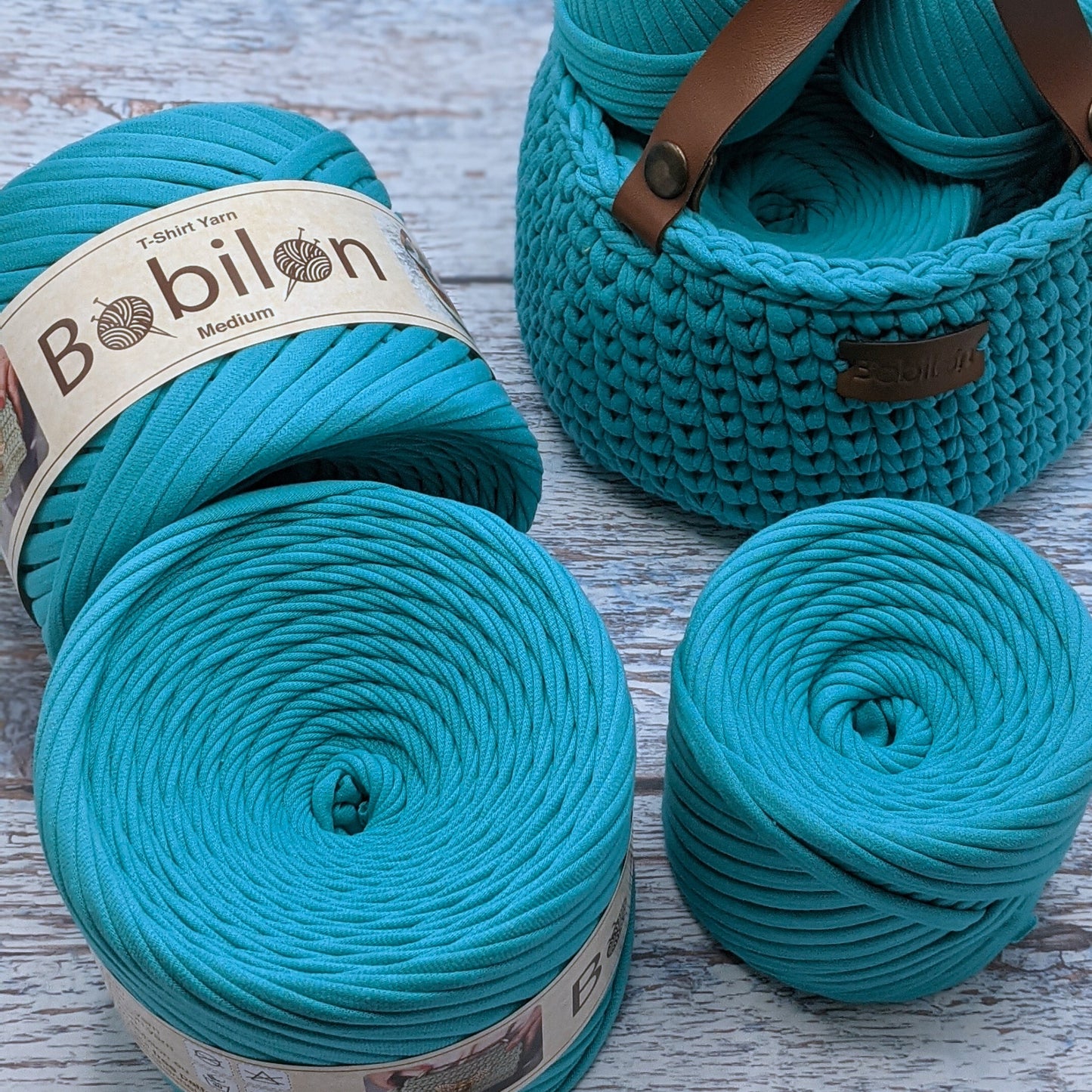 T-shirt yarn, Mini 5-7 mm, Blue Lagoon