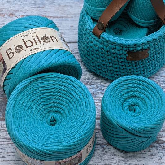 T-shirt yarn, Mini 5-7 mm, Blue Lagoon