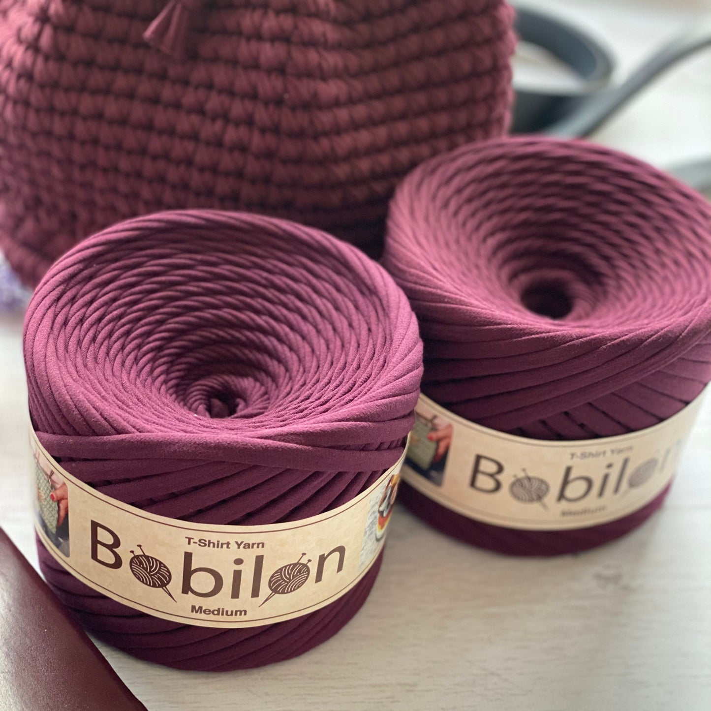 T-shirt yarn, Medium 7-9 mm, Marsala