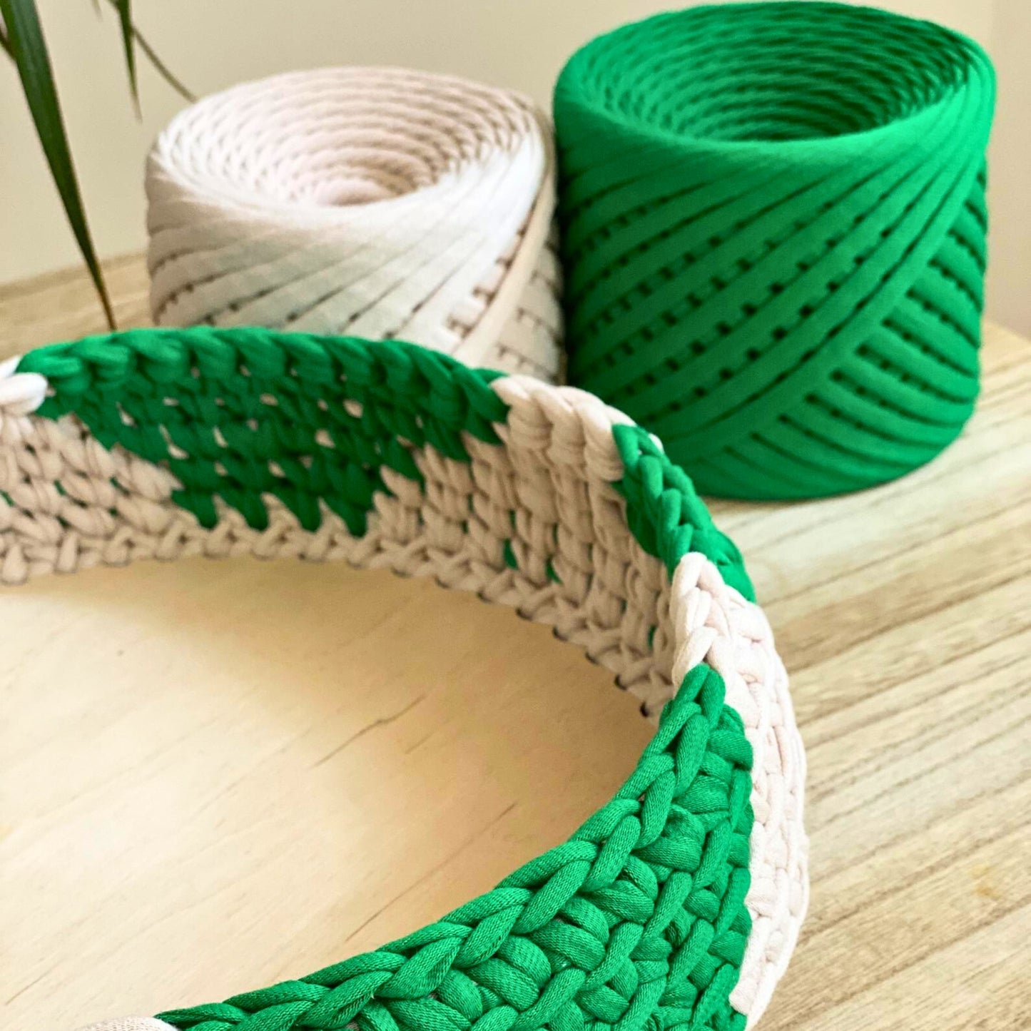 T-shirt yarn, Mini 5-7 mm, Green Island