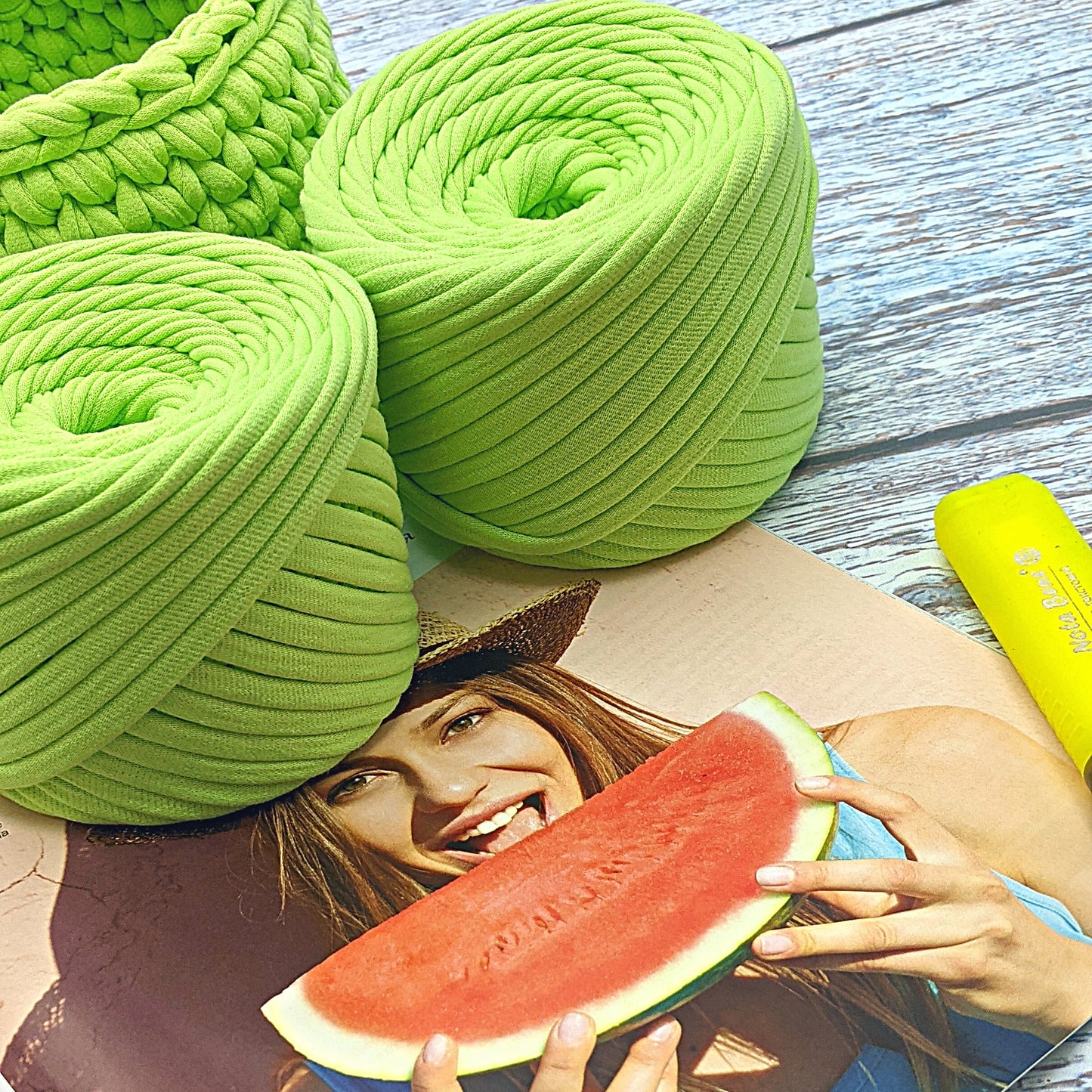 T-shirt yarn, Mini 5-7 mm, Neon