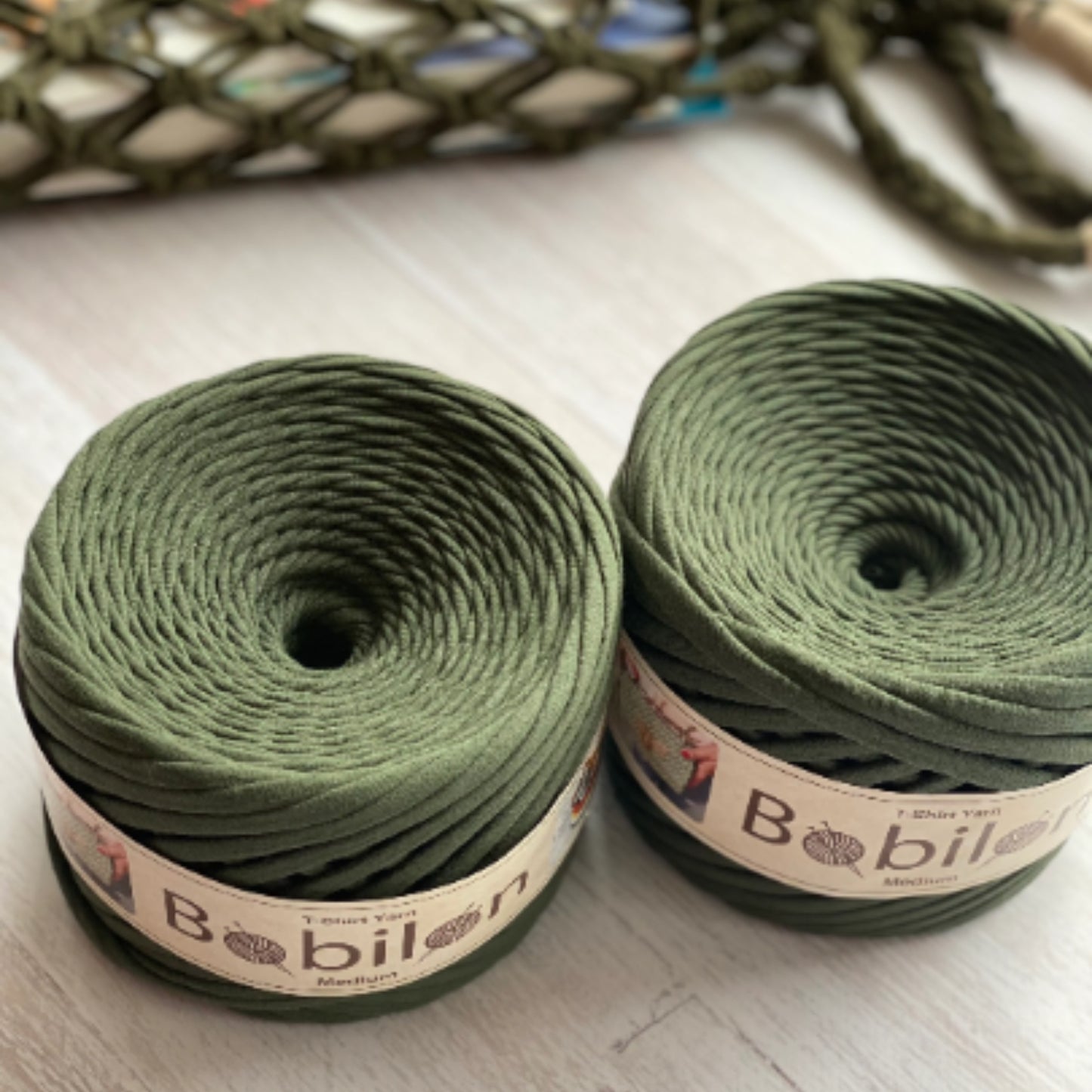 T-shirt yarn, Micro 3-5 mm, Moss Green