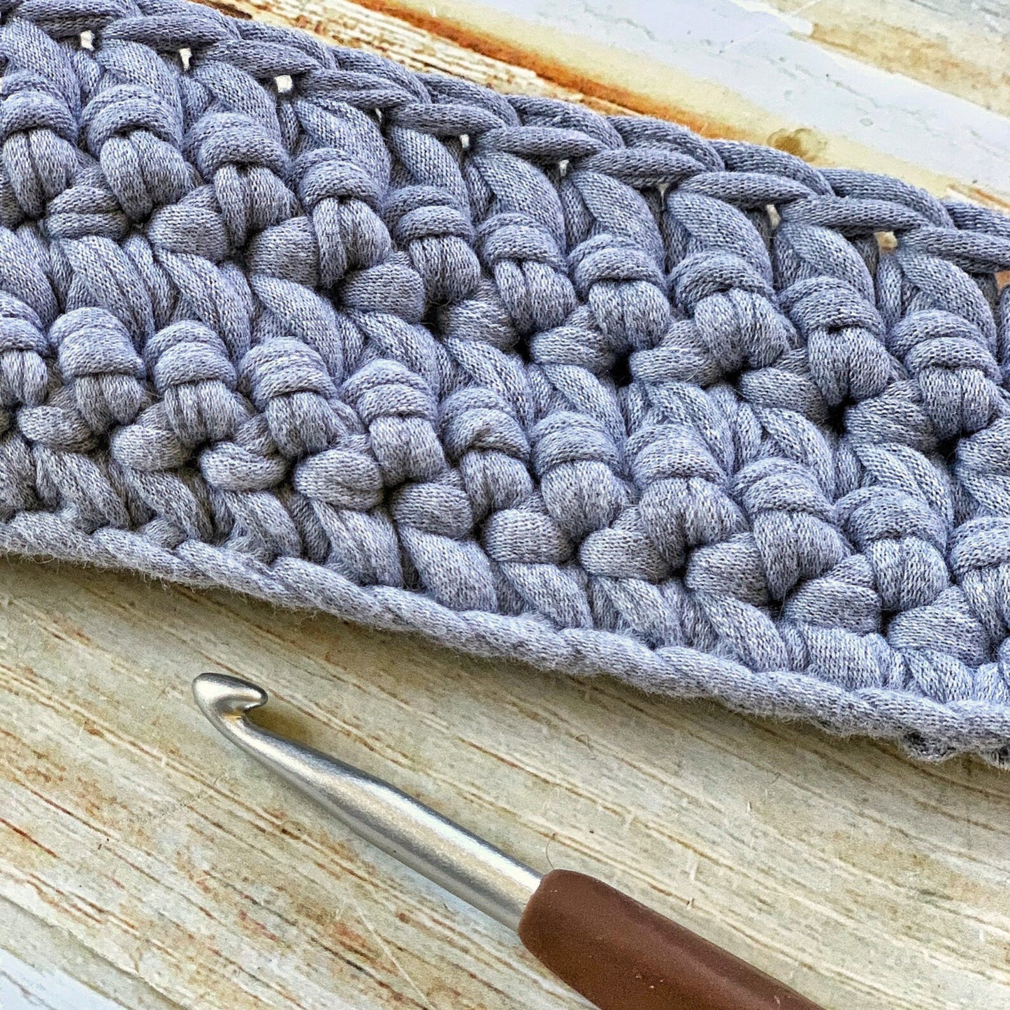 T-shirt yarn, Mini 5-7 mm, Gray Melange