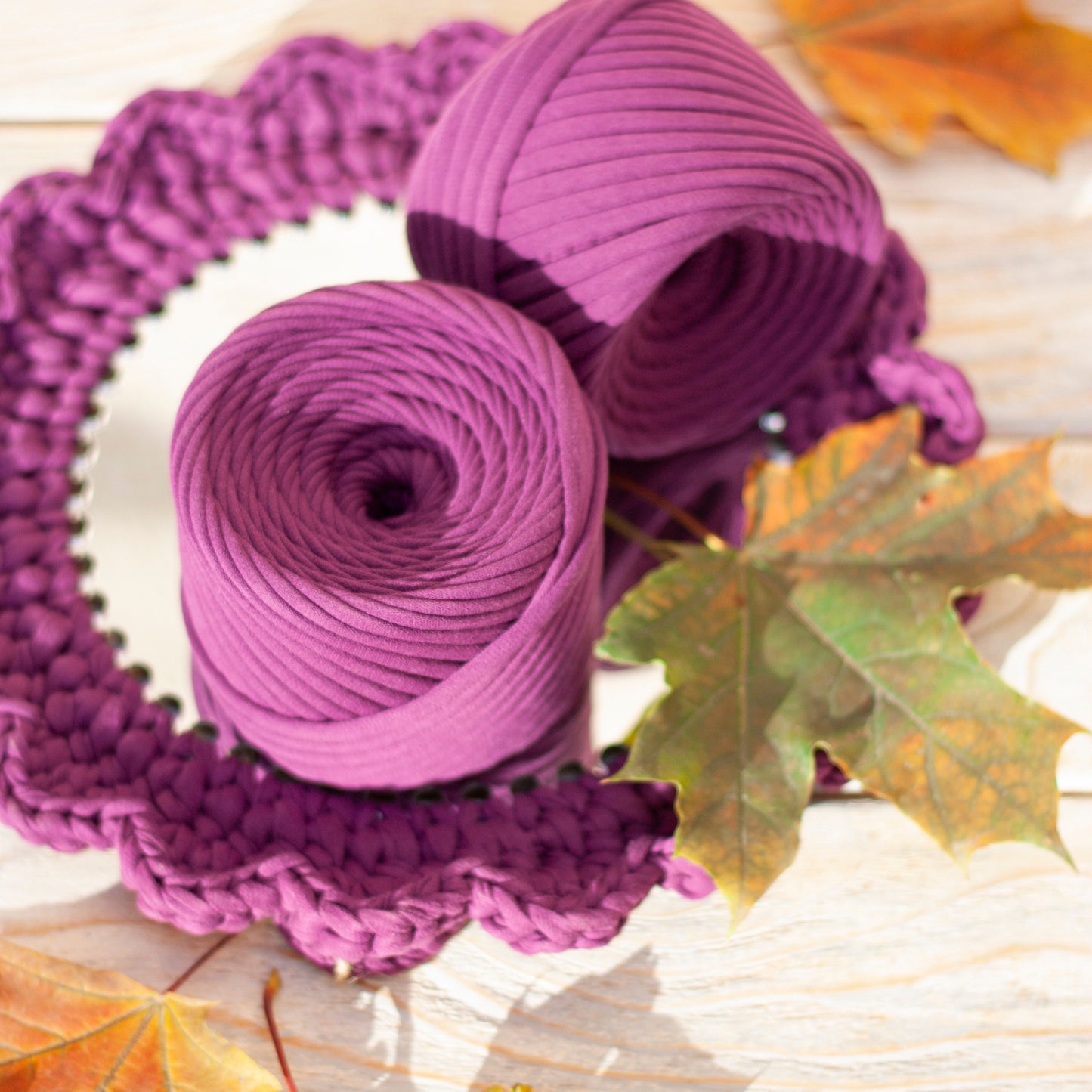 T-shirt yarn, Micro 3-5 mm, Plum Pie