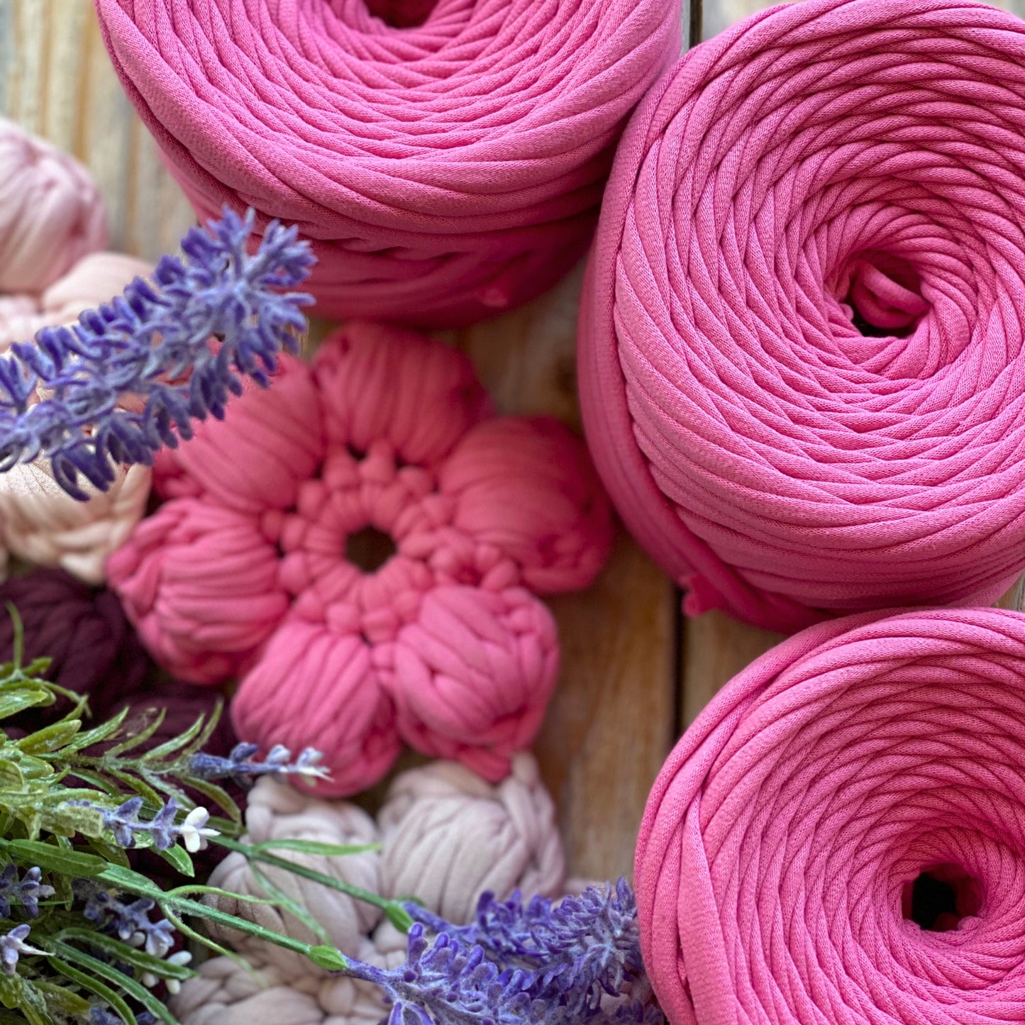T-shirt yarn, Mini 5-7 mm, Flamingo