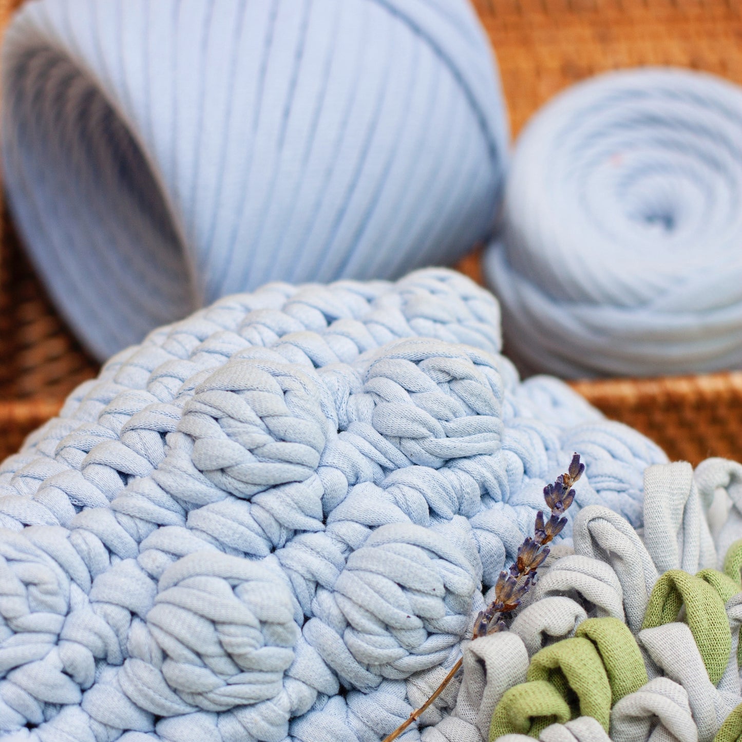T-shirt yarn, Micro 3-5 mm, Sky Blue