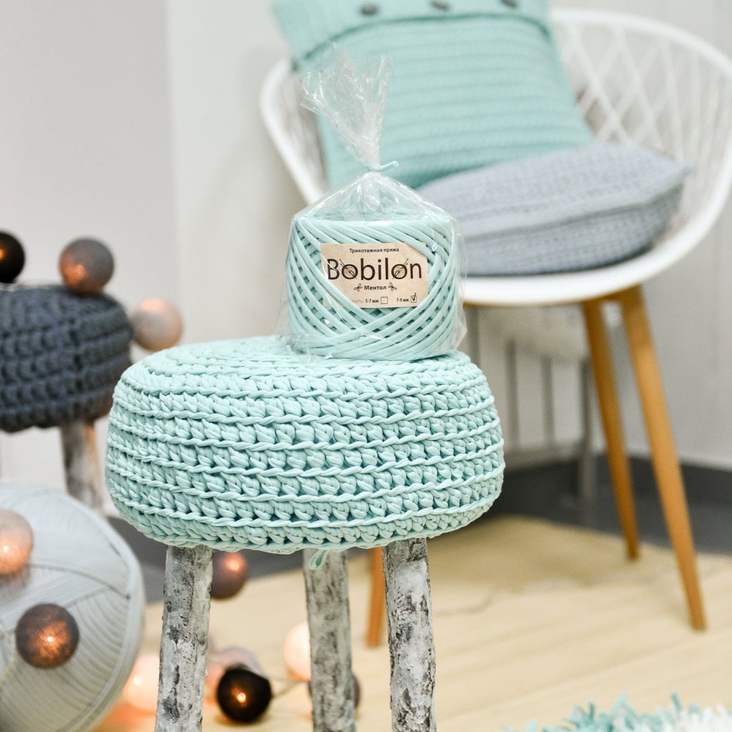 T-shirt yarn, Mini 5-7 mm, Mint
