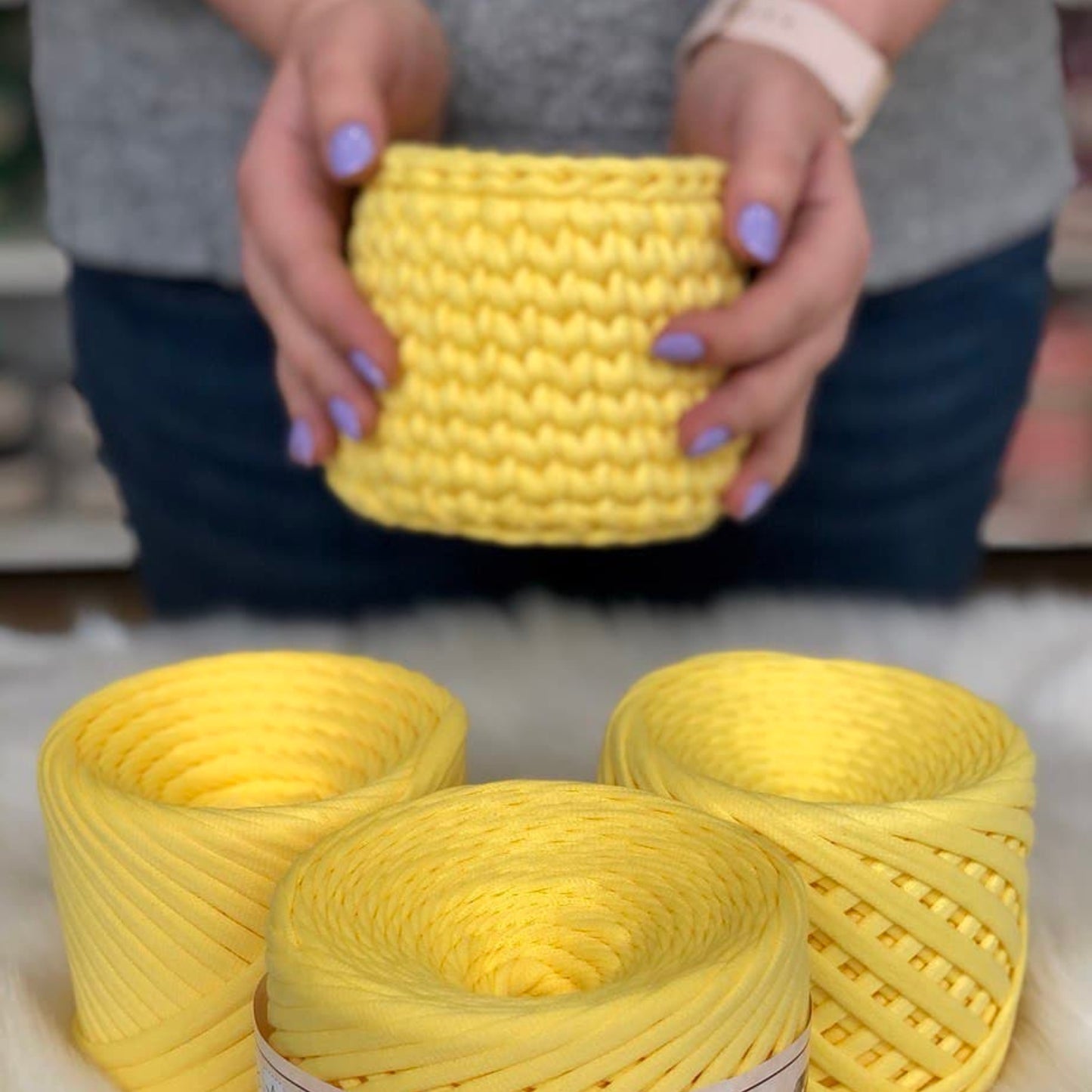 T-shirt yarn, Maxi 9-11 mm, Yellow