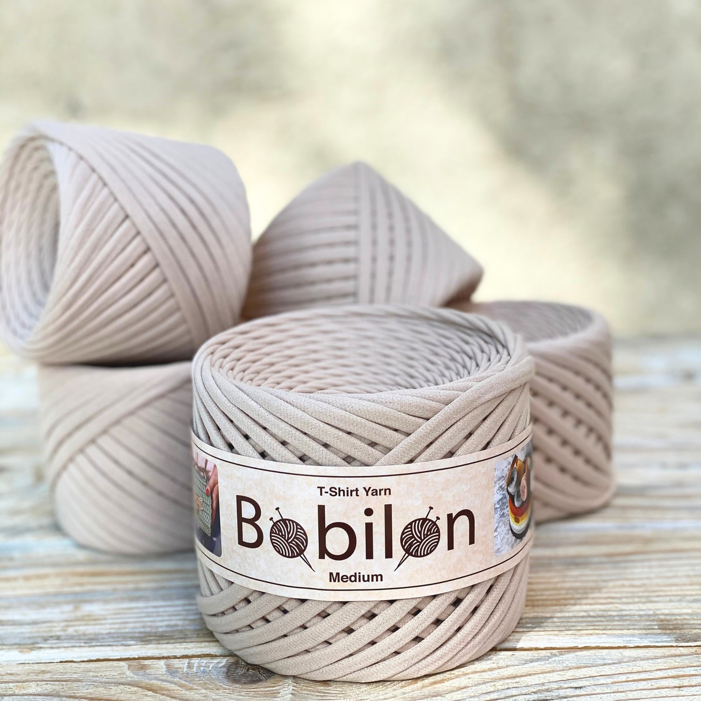 T-shirt yarn, Micro 3-5 mm, Ivory