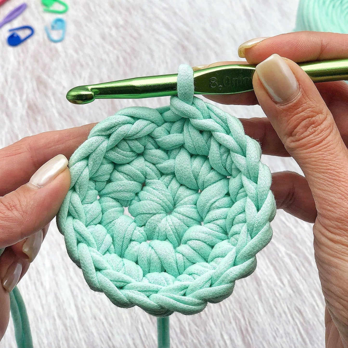 T-shirt yarn, Mini 5-7 mm, Mint