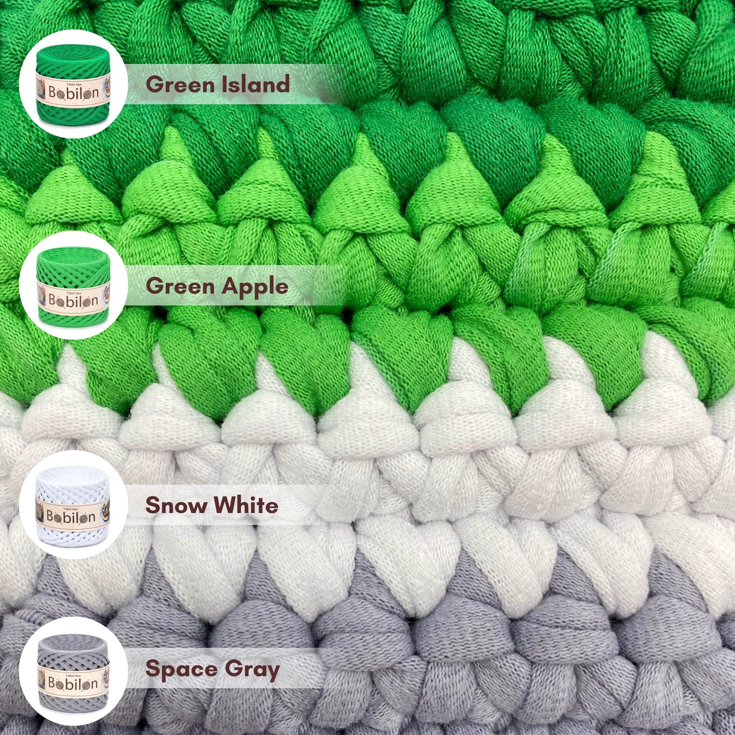 T-shirt yarn, Medium 7-9 mm, Green Apple