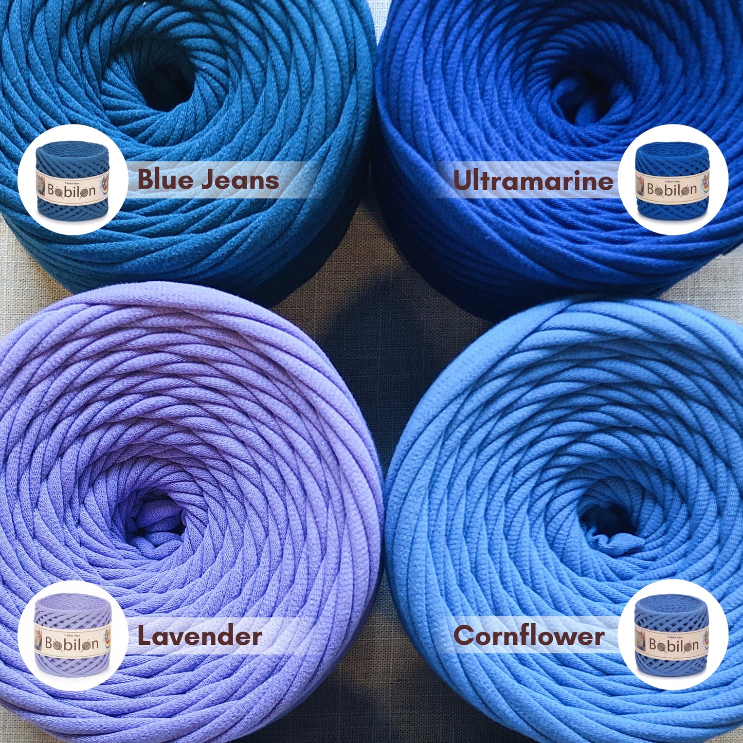 T-shirt yarn, Mini 5-7 mm, Cornflower