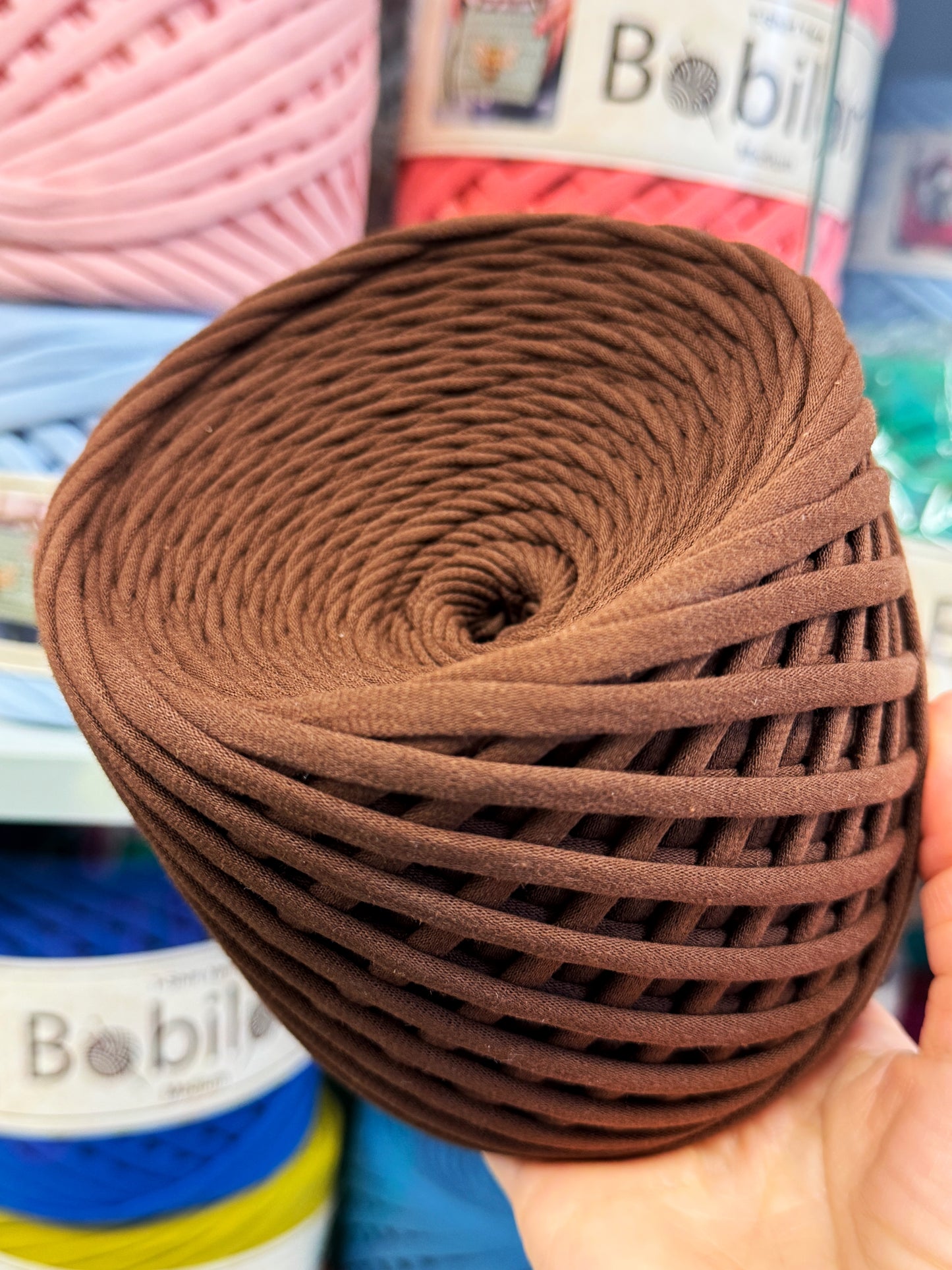 T-shirt yarn, Micro 3-5 mm, Sweet Brownie