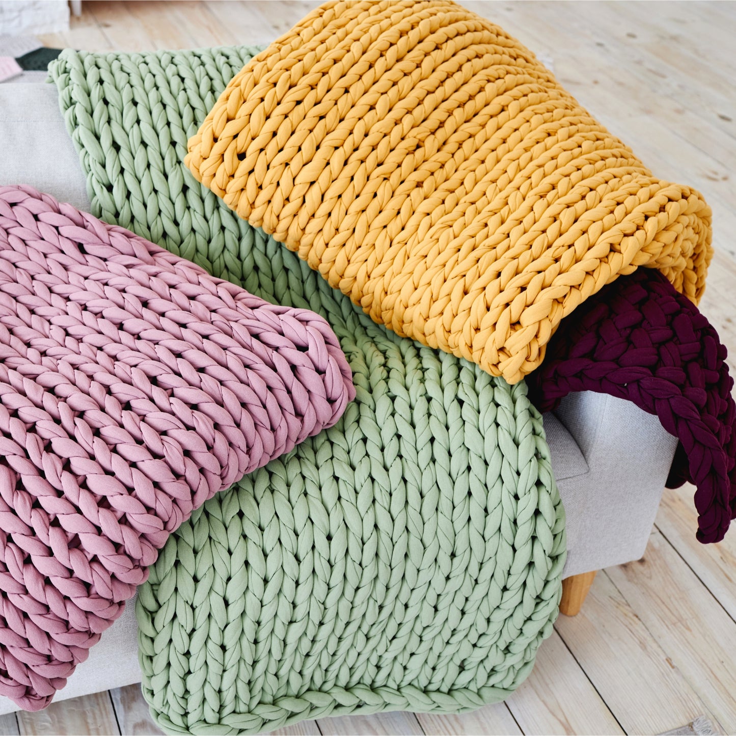 Super Thick T-Shirt Yarn 20–30 mm for Giant Crochet, Hand Knitting & Macrame – Chunky Cotton Tube Yarn – DIY Home Decor – Arctic