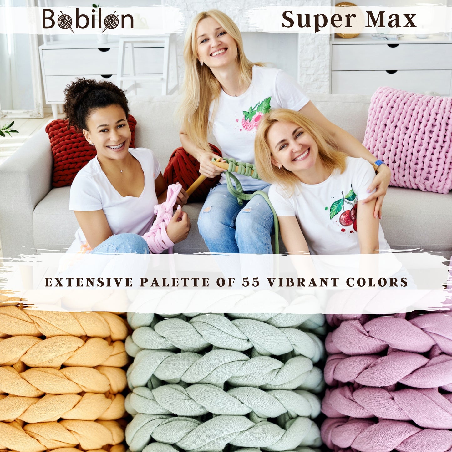 Super Thick T-Shirt Yarn 20–30 mm for Giant Crochet, Hand Knitting & Macrame – Chunky Cotton Tube Yarn – DIY Home Decor – Black Passion