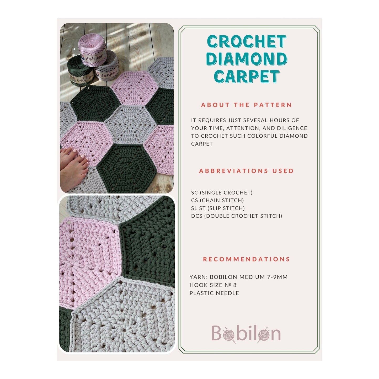 Crochet PDF Pattern "Diamond carpet"