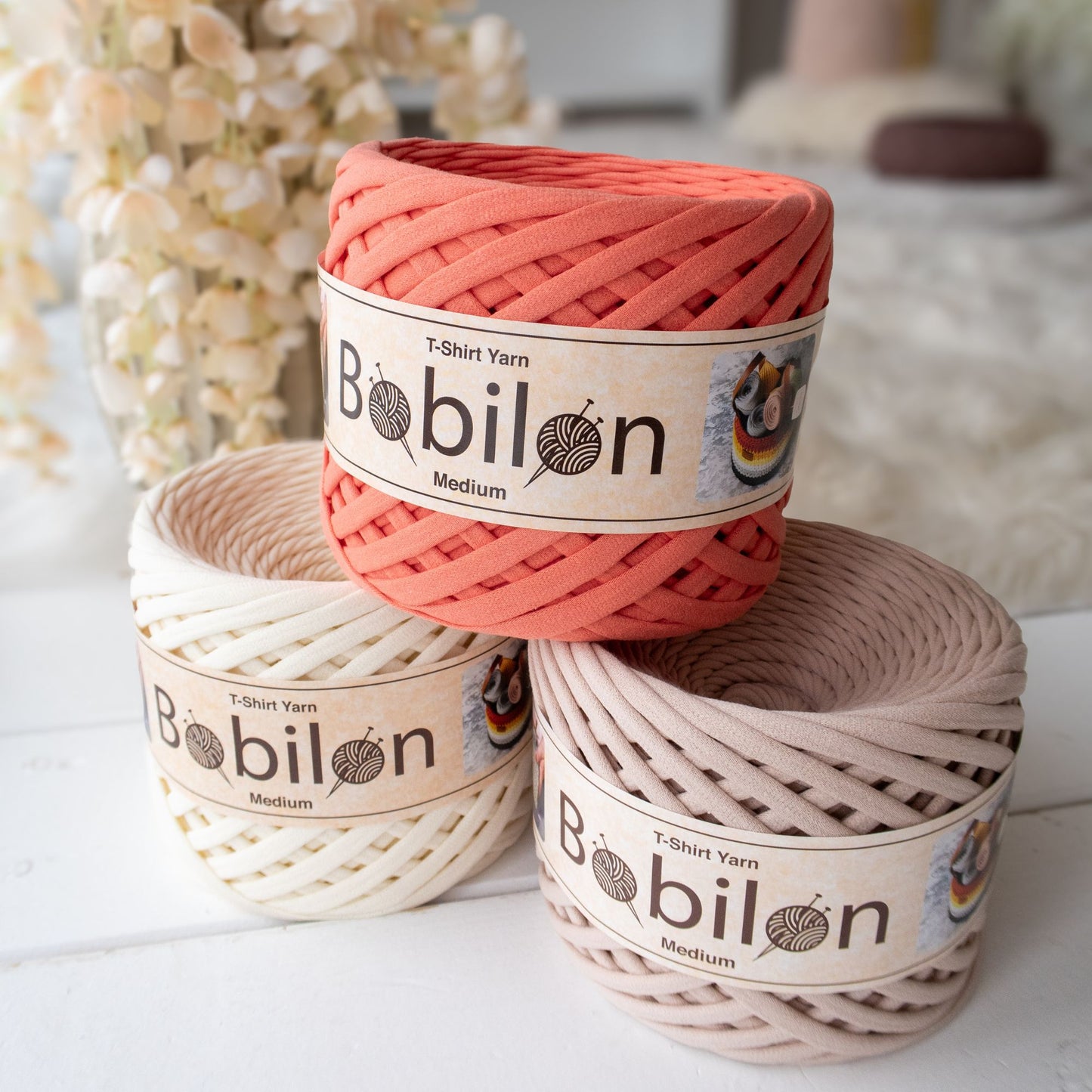T-shirt yarn, Medium 7-9 mm, Apricot Crush