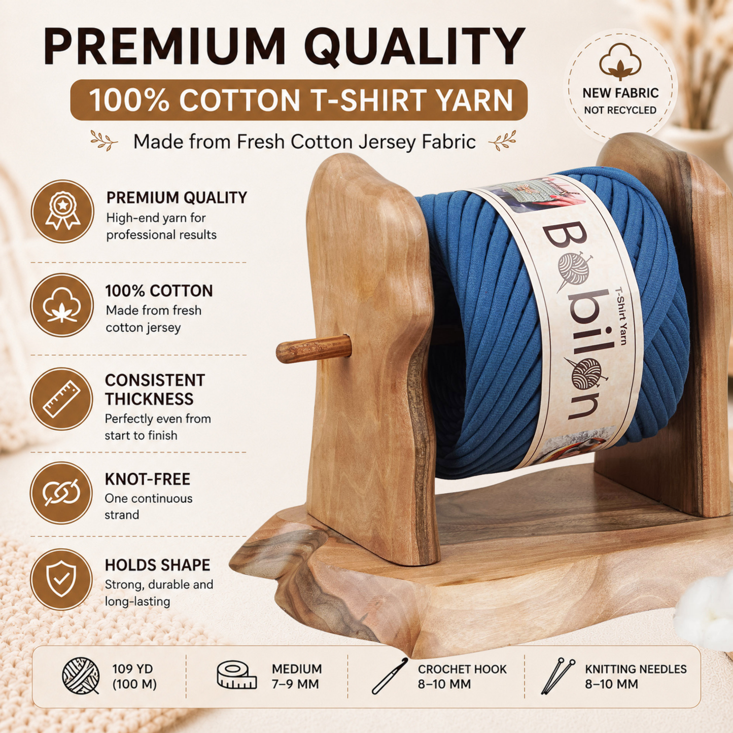 T-shirt yarn, Medium 7-9 mm, Blue Jeans