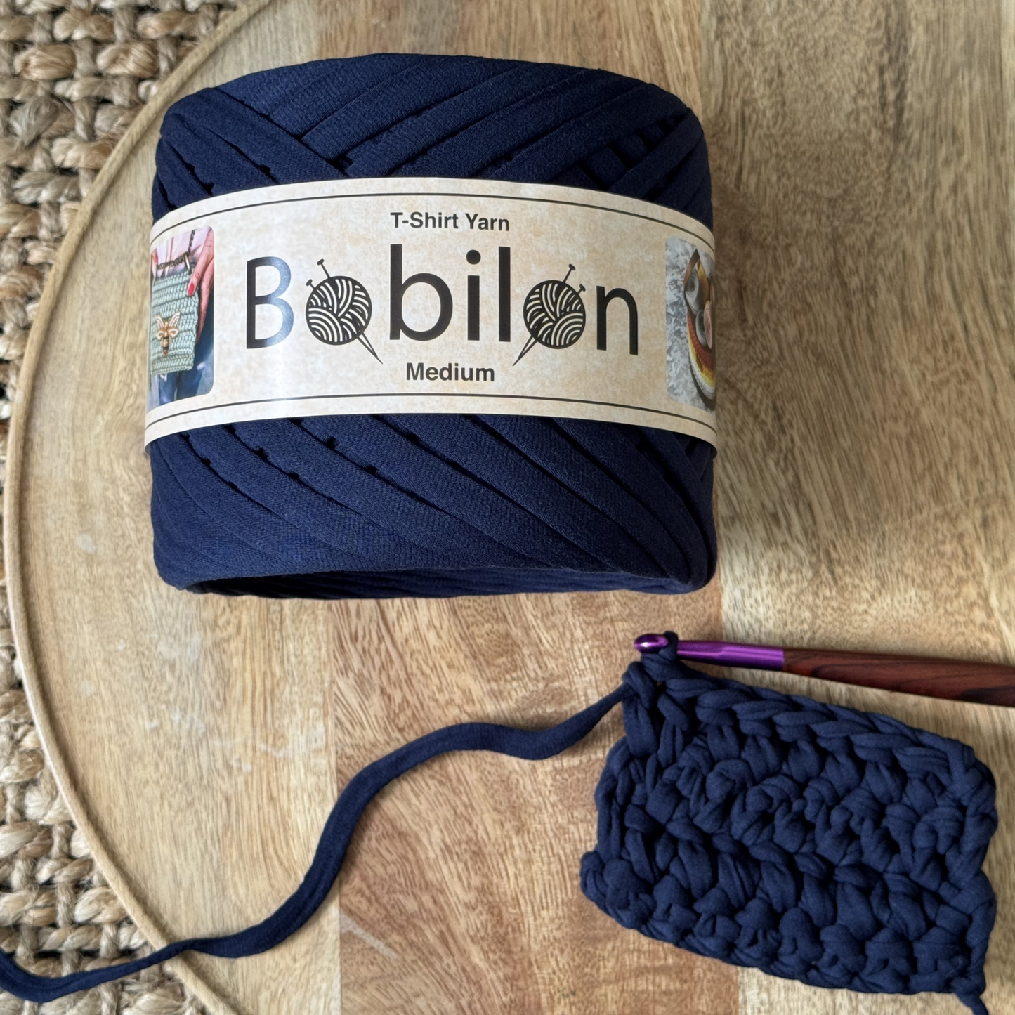 T-shirt yarn, Medium 7-9 mm, Blue Sapphire