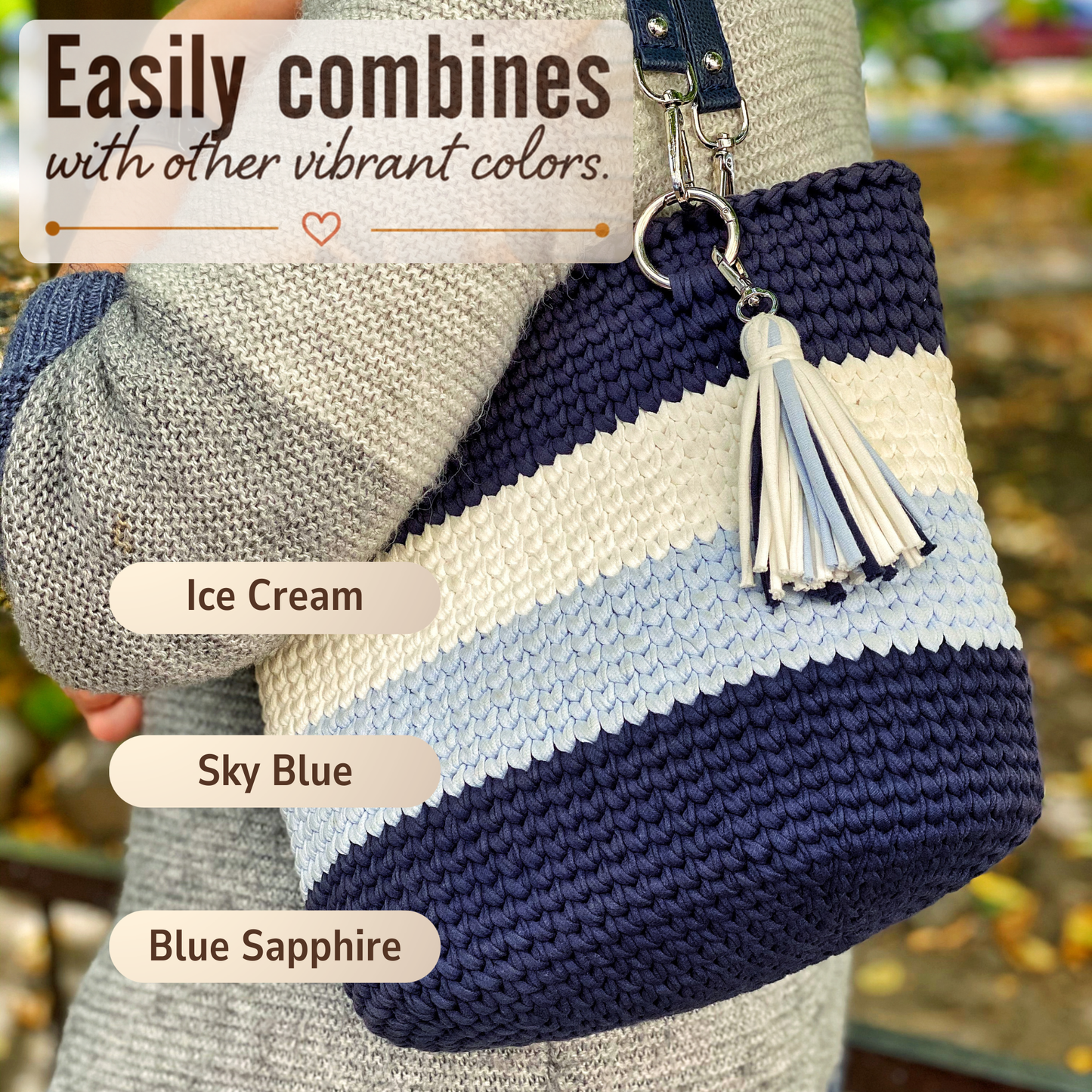 T-shirt yarn, Medium 7-9 mm, Blue Sapphire