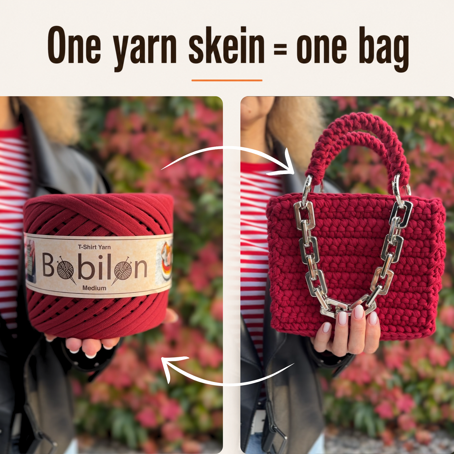 T-shirt yarn, Medium 7-9 mm, Burgundy
