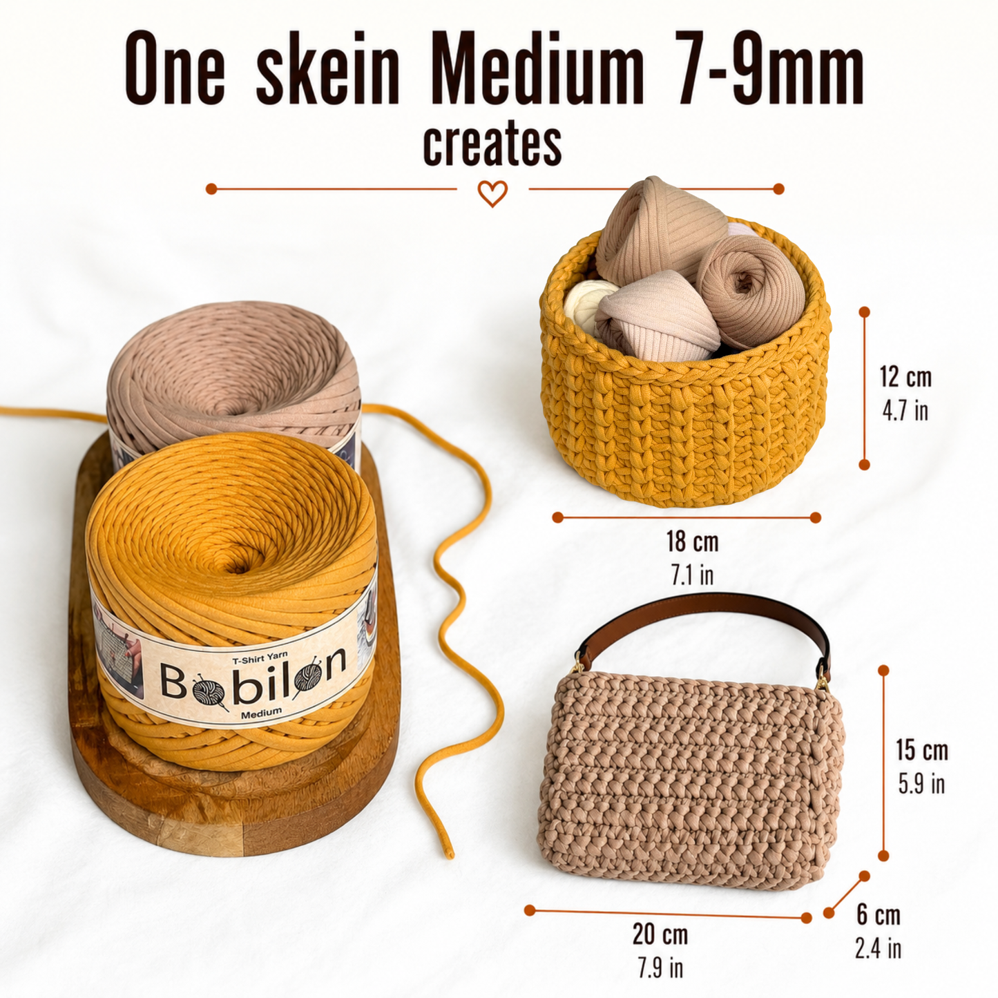 T-shirt yarn, Medium 7-9 mm, Caramel