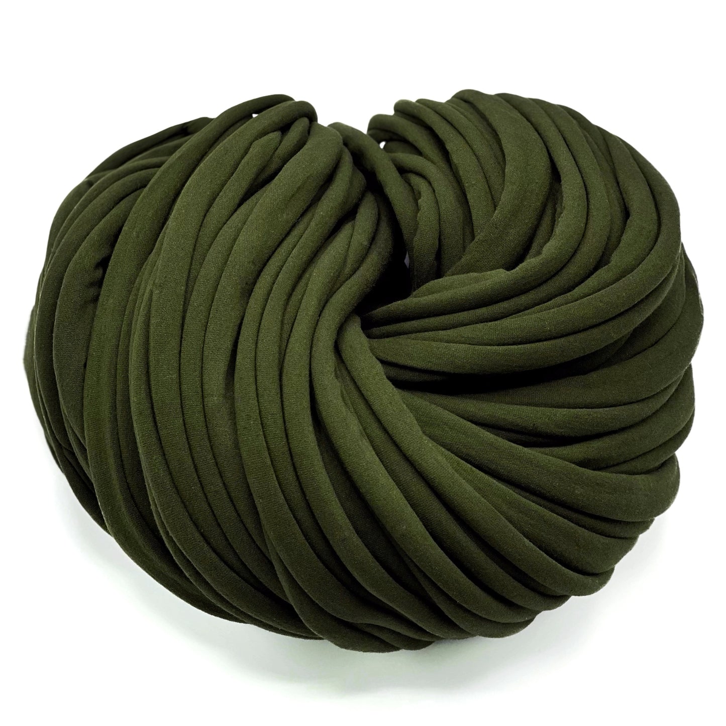 Super Thick T-Shirt Yarn 20–30 mm for Giant Crochet, Hand Knitting & Macrame – Chunky Cotton Tube Yarn – DIY Home Decor – Moss Green