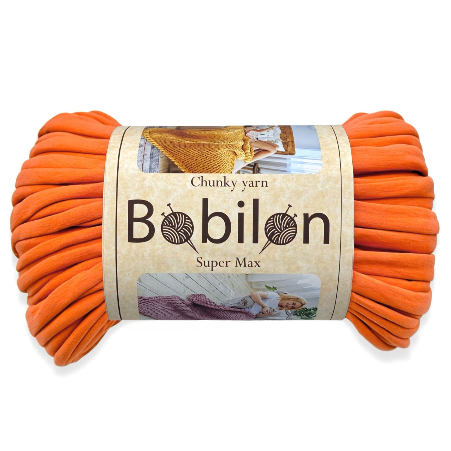 Super Thick T-Shirt Yarn 20–30 mm for Giant Crochet, Hand Knitting & Macrame – Chunky Cotton Tube Yarn – DIY Home Decor – Orange