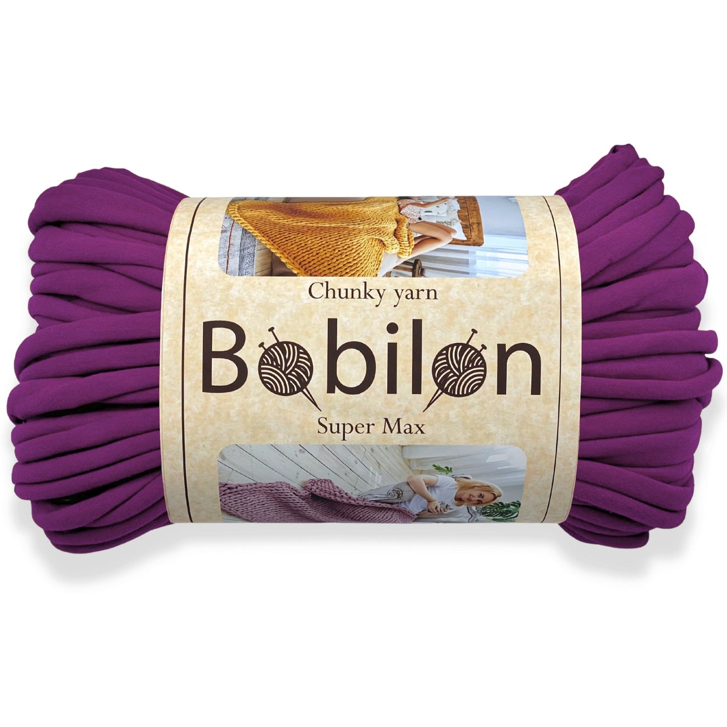 Super Thick T-Shirt Yarn 20–30 mm for Giant Crochet, Hand Knitting & Macrame – Chunky Cotton Tube Yarn – DIY Home Decor – Plum Pie