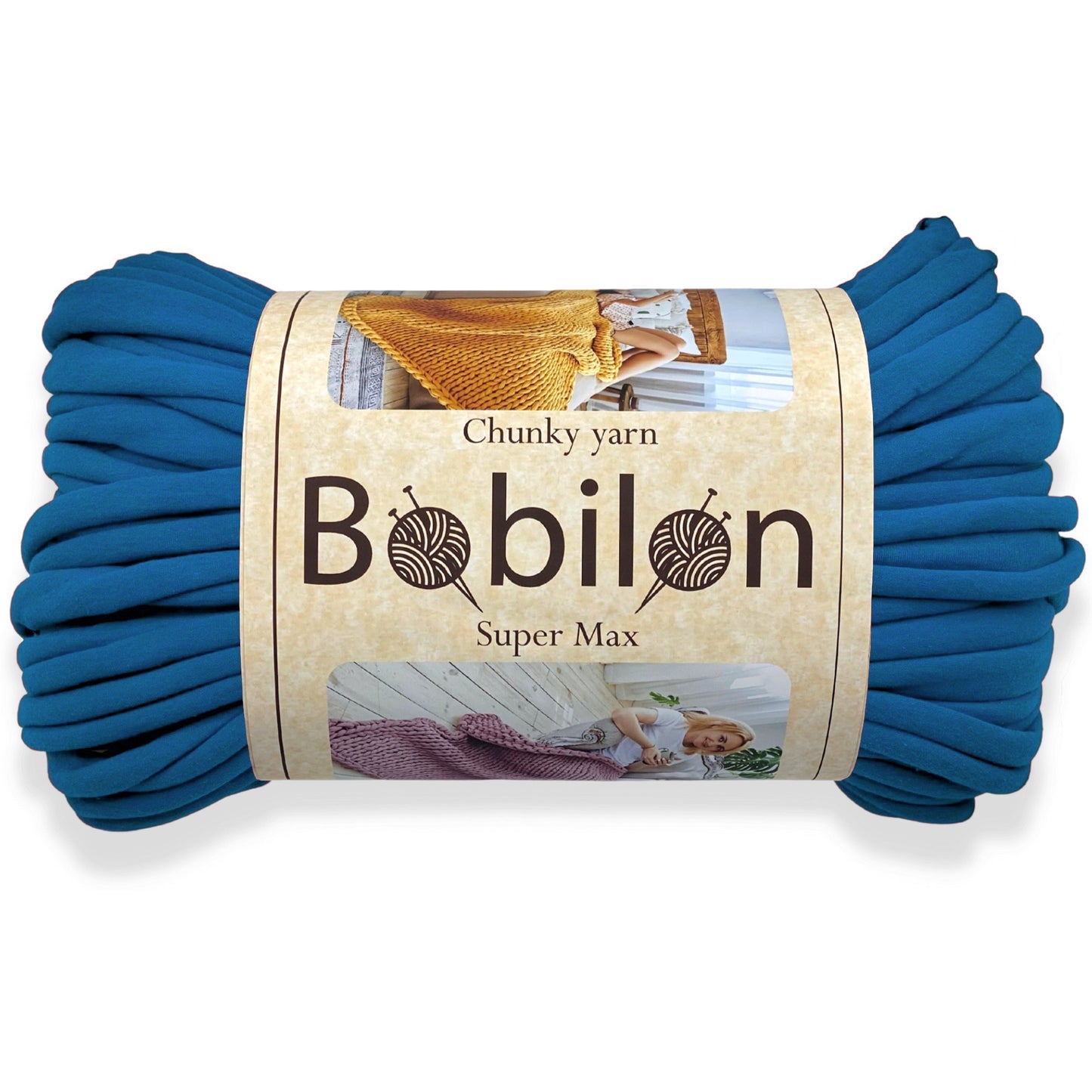 Super Thick T-Shirt Yarn 20–30 mm for Giant Crochet, Hand Knitting & Macrame – Chunky Cotton Tube Yarn – DIY Home Decor – Blue Jeans