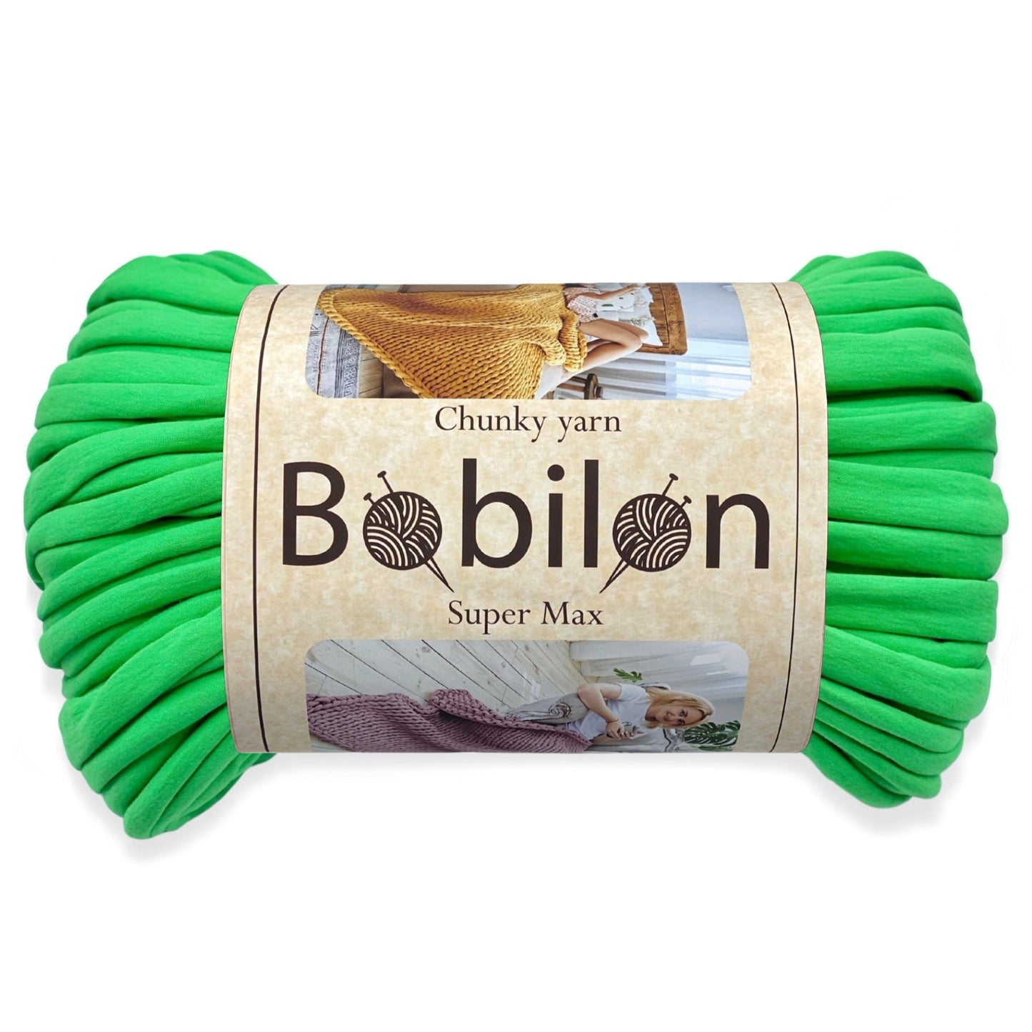 Super Thick T-Shirt Yarn 20–30 mm for Giant Crochet, Hand Knitting & Macrame – Chunky Cotton Tube Yarn – DIY Home Decor – Green Apple