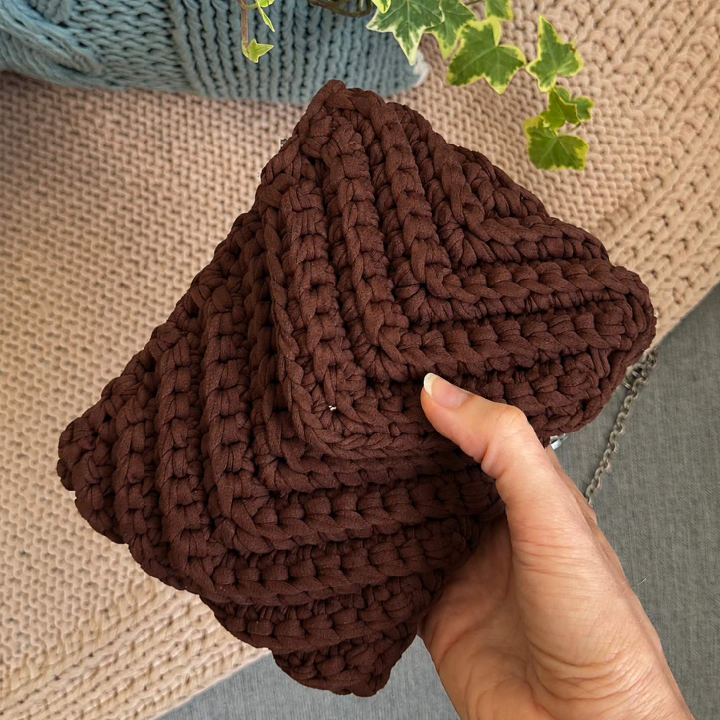 T-shirt yarn, Micro 3-5 mm, Sweet Brownie