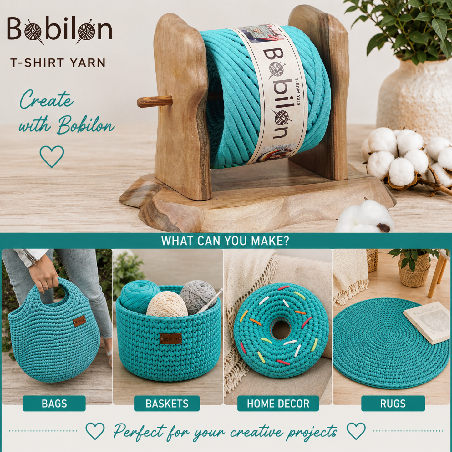 T-shirt yarn, Medium 7-9 mm, Tiffany