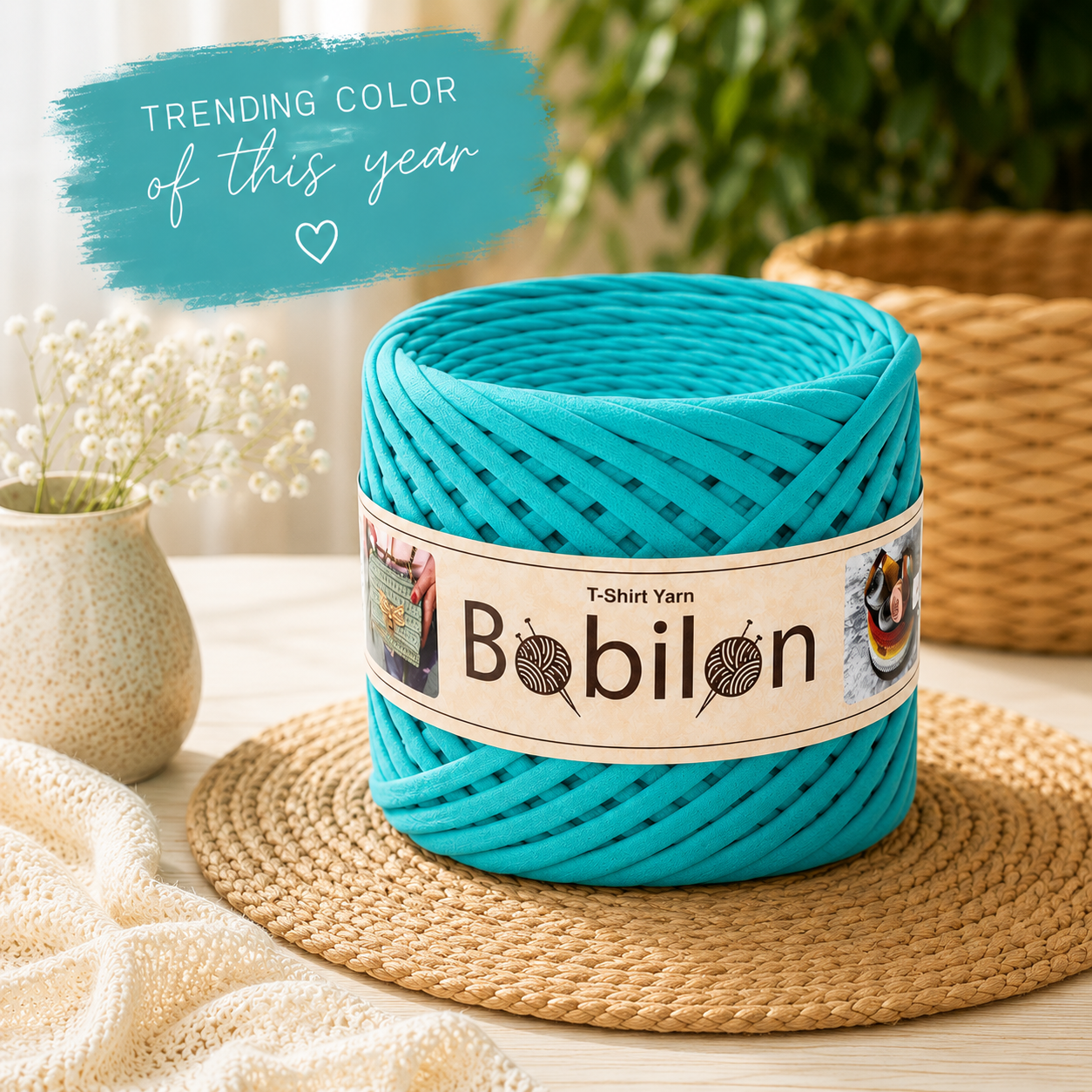 T-shirt yarn, Medium 7-9 mm, Tiffany