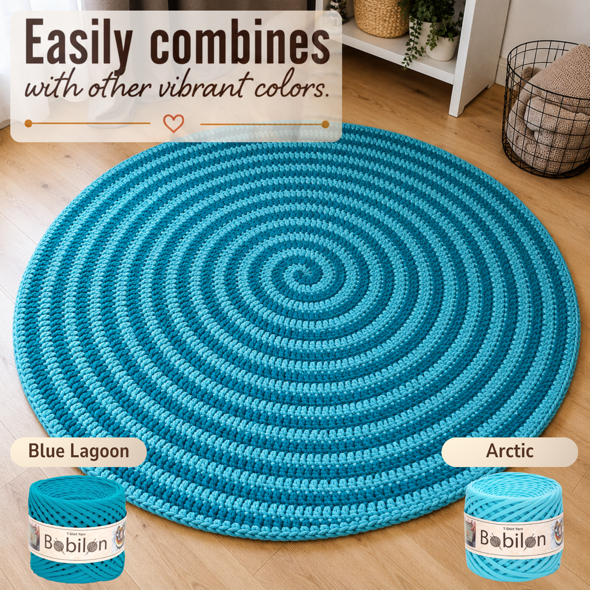 T-shirt yarn, Medium 7-9 mm, Blue Lagoon